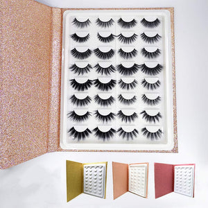 16 Pair Eyelash Storage Book,Makeup Display Sample Container,Eyelash Catalog Travel Glitter Paper rose gold