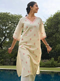 Libas Women'S Cotton Straight Kurtas (29457O_Off White_L)