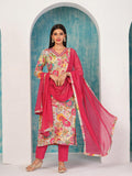 Anni Designer Women'S Cotton Blend Printed Straight Kurta With Pant & Dupatta (Ruth Pink-Nw_Xl_Pink_X-Large),Pink,XL,,,
