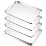E-far Large Baking Sheets Set of 4, 20  x14Stainless Steel Cookie Sheet Pans for Oven, Non Toxic Big Metal Baking Tray for 
