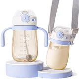 NCVI PPSU Milk Straw Sippy Cup Spill Proof for Toddlers 1-3 Years Old, Lightweight Baby Training Water Bottle with Weighted Stra