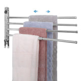 Adjustable Bathroom Towel Rack JSVER SUS304 Stainless Steel Towel Rack with Adjustable Arms (Silver, 4 Arms)