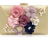Tooba WomenS Handicraft Beautiful Flower Box Clutch Bag Purse For Bridal, Casual, Wedding (Gold)