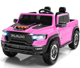 Segmart Licensed RAM 1500 RHO 24V Ride on Car for Kids, 2 Seater Pink Car for Girls w/Remote Control, Kids Electric Car with LED