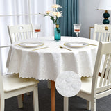 Romanstile Round Vinyl Tablecloth,100% Waterproof Heavy Duty Oil Spill Proof Stain Resistant Plastic PU Table Cover with Flannel