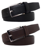 Zacharias MenS Artificial Leather Combo Pack Of 2 Belt Alb01 (Black & Brown) (Free Size)
