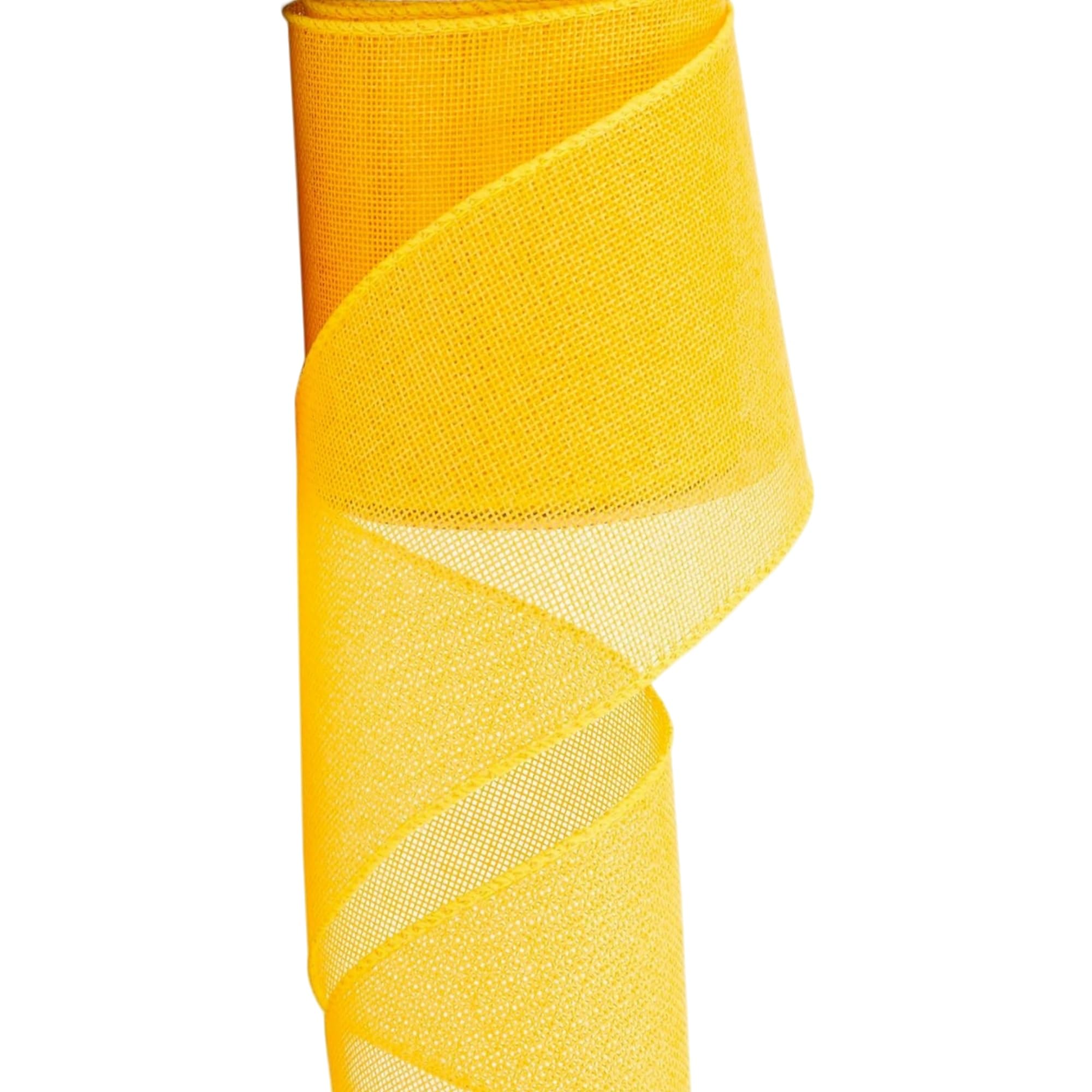 Burlap Wired Ribbon, 10 Yards, Natural Color, for Christmas Decor, Wreaths, Wedding, Gift Wrapping (Yellow, 4 Inch x10 Yards)