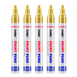 Gold Paint Markers, 5 Pack Oil-Based Waterproof Quick Dry Permanent Paint Pen Set for Rocks Painting, Wood, Fabric, Plastic, Can
