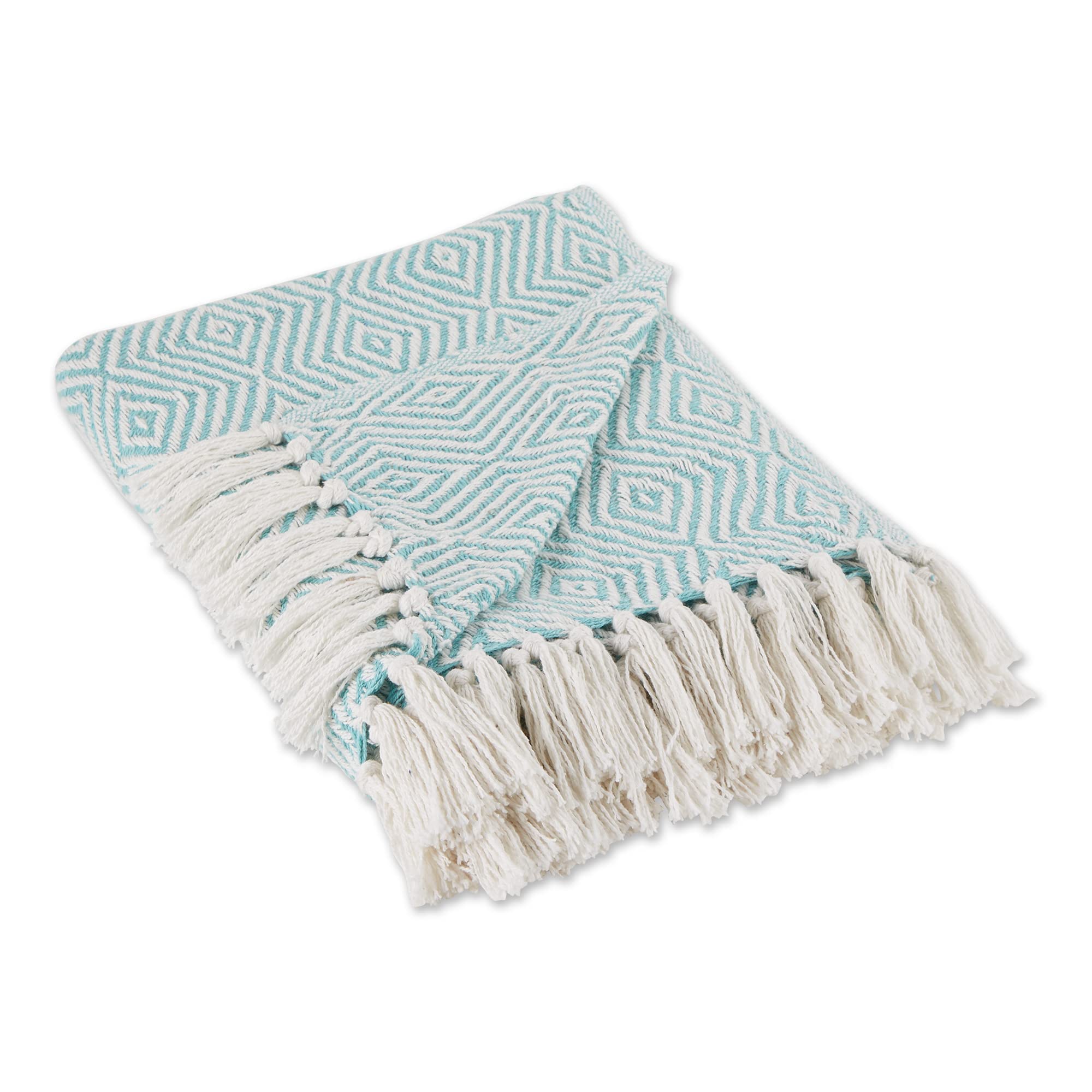 Aqua X-Diamond Geometric Throw
