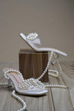 Shoetopia Elegant Pearl-Embellished White Heeled Sandals For Women & Girls /Eu37,White,4,B0F9FPMNKY