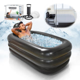 INFLATOAST Portable Bathtub Adult Ice Bath Tub For Athletes Inflatable Bathtub Including Air Pump Easy To Inflate&Drainage Cold Plunge Tub Portable Tub For Home SPA Hot Bath&Ice Bath (dark grey)-New