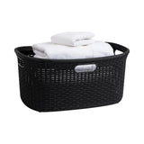 Mind Reader 40L Laundry Basket, Clothes Hamper, Premium Wicker Design, Plastic, Black