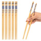 Kienlix 10 Pairs Natural Bamboo Reusable Chopsticks for Sushi, Noodles, Fried Rice (24 cm, Brown,Multi Desgin)