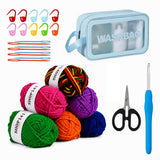 SHOP141 25 Pcs Crochet Hobby Kits for Beginners with Acrylic Yarn, Learn DIY Set Included Crochet Yarn Supplies DIY Tools,Croche
