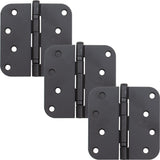 Stone Harbor Hardware 4 Ball-Bearing Door Hinges, 5/8 Radius Corner, Matte Black, 3-Pack