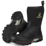 Kalkal Rubber Boots for Men, Waterproof Mid Calf Mens Rain Boots, 6mm Neoprene Insulated Mens Rubber Work Boots for Hunting Gard