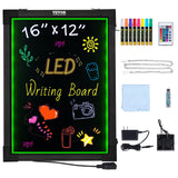 VEVOR LED Message Writing Board, 16x12 Illuminated Erasable Lighted Chalkboard, Neon Effect Menu Sign Board, Drawing Board with 