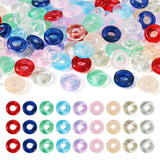 Elecrelive 90Pcs Large Hole European Beads Transparent Glass Round Rings 9 Colors 10mm Faceted Glass Spacer Beads for Keychain B