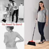Broom with Dustpan Combo Set Broom and Dustpan Set Dust Pan with Stainless Steel Long Handle, Brooms with 5-Layer Soft Bristles,