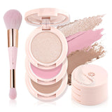 Color Nymph 3 Colors Contour Blush Highlighter Makeup Palette, Travel Size Make up Kit, Blush & Highlighter & Contour Powder Pal