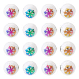 Elecrelive 20Pcs Colorful Snowflake Glass Beads 10mm Christmas Holiday Round Beads for Necklace Bracelet Earring Xmas Party Favo