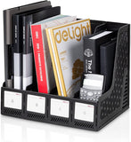 Dayalu Sturdy Desktop 4 Section Magazine Plastic Holders Desk Organizer Vertical File Dividers Book Holder Frames Document Cabin