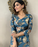 Anni Designer Women'S Cotton Blend Straight Printed Kurta With Pant (Dhun Cerosin-Nw_M_Dark Blue_Medium),Dark Blue,M,,,