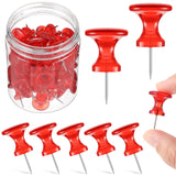 Outus 60 pcs Giant Push Pins Large Thumb Tacks Jumbo Tacks 1 Inch Plastic Heads Pins for Cork Board Map Posters Office School(Re