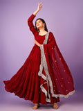Wedani Georgette Sequins Work Anarkali Kurta Set For Women (In Alpha S Regular Maroon),MAROON,S,Georgette,Anarkali,