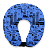 Orka Travel Digital Printed Micro Beads U Neck Travel Pillow Blue