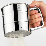 Flour Sifter Stainless Steel Hand Press Atta Chhani Fine Mesh Baking Sieve Cup for Flour, Sugar, Cocoa & Powder | Rust Resista