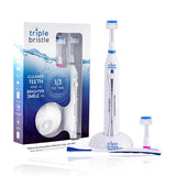 Triple Bristle Original Sonic Toothbrush | Rechargeable 31,000 VPM Tooth Brush | Patented 3 Head Design | Angled Bristles Clean 