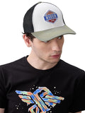 Status Quo MenS Pure Cotton White & Olive Trucker Cap With Rider Patch And Mesh Back | 100% Cotton | White | 44 Cm. Size