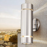 Cerdeco Modern Porch Light Outdoor Wall Lighting Cylinder Wall Sconce Nickel Finished