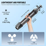 Neewer Litetrip Lt38 61 Travel Tripod Carbon Fiber For Camera, 360 Pan Tilt Low Profile Ball Head, Flexible Center Axis, Arca