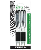 Zebra Pen ZGrip Flight Retractable Ballpoint Pen, Bold Point, 1.2mm, Black Ink, 4Count