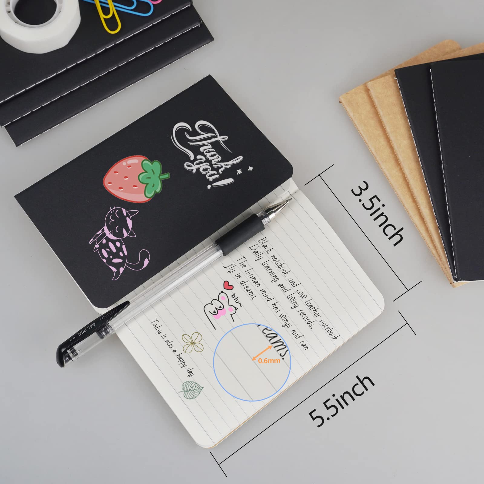 Gwybkq Mini Notepads Bulk 60 Pack Small Journal Pocket Notepad Kraft Brown&Black Notebooks for Kids 3.5 x 5.5 Inches, 30 Sheets/