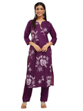 Wedani Royan Kurat Set For Women Purple,PURPLE,M