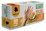 GORILLA SUPPLY 500 BPA Free Premium Disposable Gloves Poly PE LDPE Plastic for Kitchen Food Handling Food Prep Latex & Powder Fr