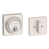 Kwikset 816 Key Control Deadbolt Lock, Satin Nickel Square Exterior Keyed Front Entry Door, Pick Resistant SmartKey Rekey Securi