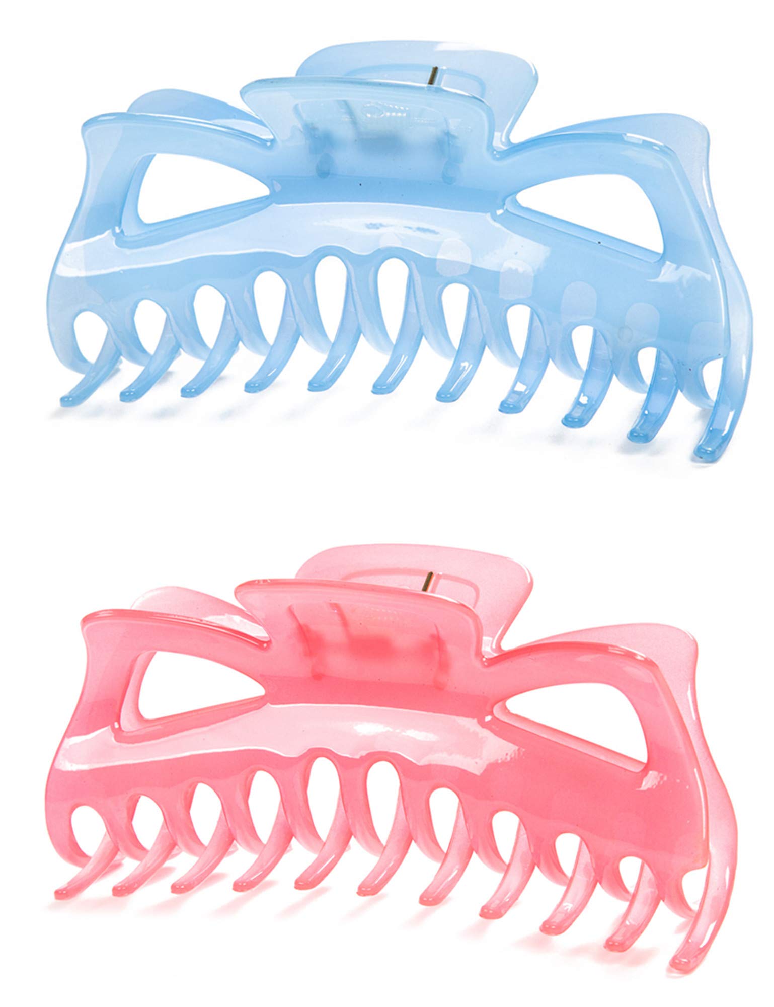 Prettyou Thick Hair Super Large Clips Crystal Plastic Claw Clamps Hairgrips Clips Accessories for Women, 2 pack. (C)