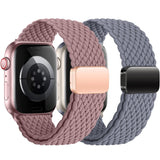 2Pcs Magnetic Braided for Apple Watch Band 41mm 40mm 45mm 44mm Ultra/3/2 49mm 38mm 46mm 42mm Women/Men,Stretchy Elastic Nylon Sp