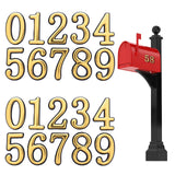 20 Pcs 3D Mailbox Numbers for Outside, 0-9 Gold Reflective Mailbox Numbers, Mailbox Stickers, Number Stickers with Sticky Tabs f