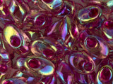Miyuki Long Magatama Seed Beads 4x7mm Fuchsia Lined Smokey Amethyst AB (8.5g)