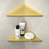 Bernkot Corner Shower Shelves 10, Brushed Gold 304 Stainless Steel Recessed Bathroom Shelf, Grout in Shelf Rack for Tiled Wall, 