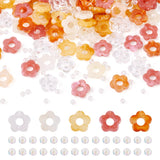 Magibeads 100Pcs Acrylic Flower Beads 5 Colors Including 100Pcs Clear Acrylic Round Beads Bulk Two Tone Floral Bead Charms for N