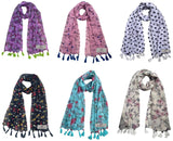 Fusfus WomenS Printed Chiffon Scarves And Stoles, Free Size(Multicolour, Fs2490) Pack Of 6 (Multicolor1)