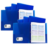 C-Line Products CLI32965-2 Two Poly Pocket Folders for Grade K-12, Blue - Pack of 2