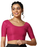 Toplot Cotton Blend Lycra Stretchable Round Neck Blouses For Women Readymade (Blouse-5058-Rani Pink-30),Pink,30,B0BWYLHQRZ