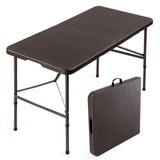 VINGLI 4 FT Plastic Folding Camping Table, Portable in/Outdoor Party Picnic Dining Desk,Garden Soccer Multipurpose Entertaining 